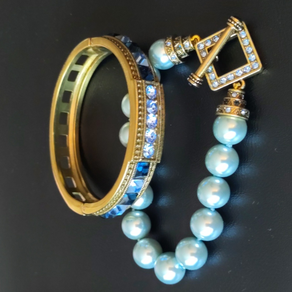 Heidi Daus Bronze Gold and Blue 3 Piece Bracelet Set - Picture 4 of 6